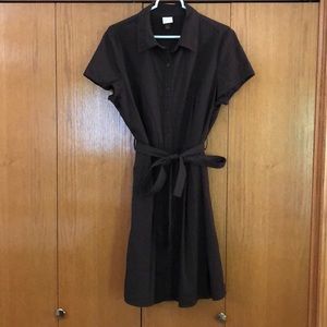 Brown Sonoma belted shirt dress, sz L